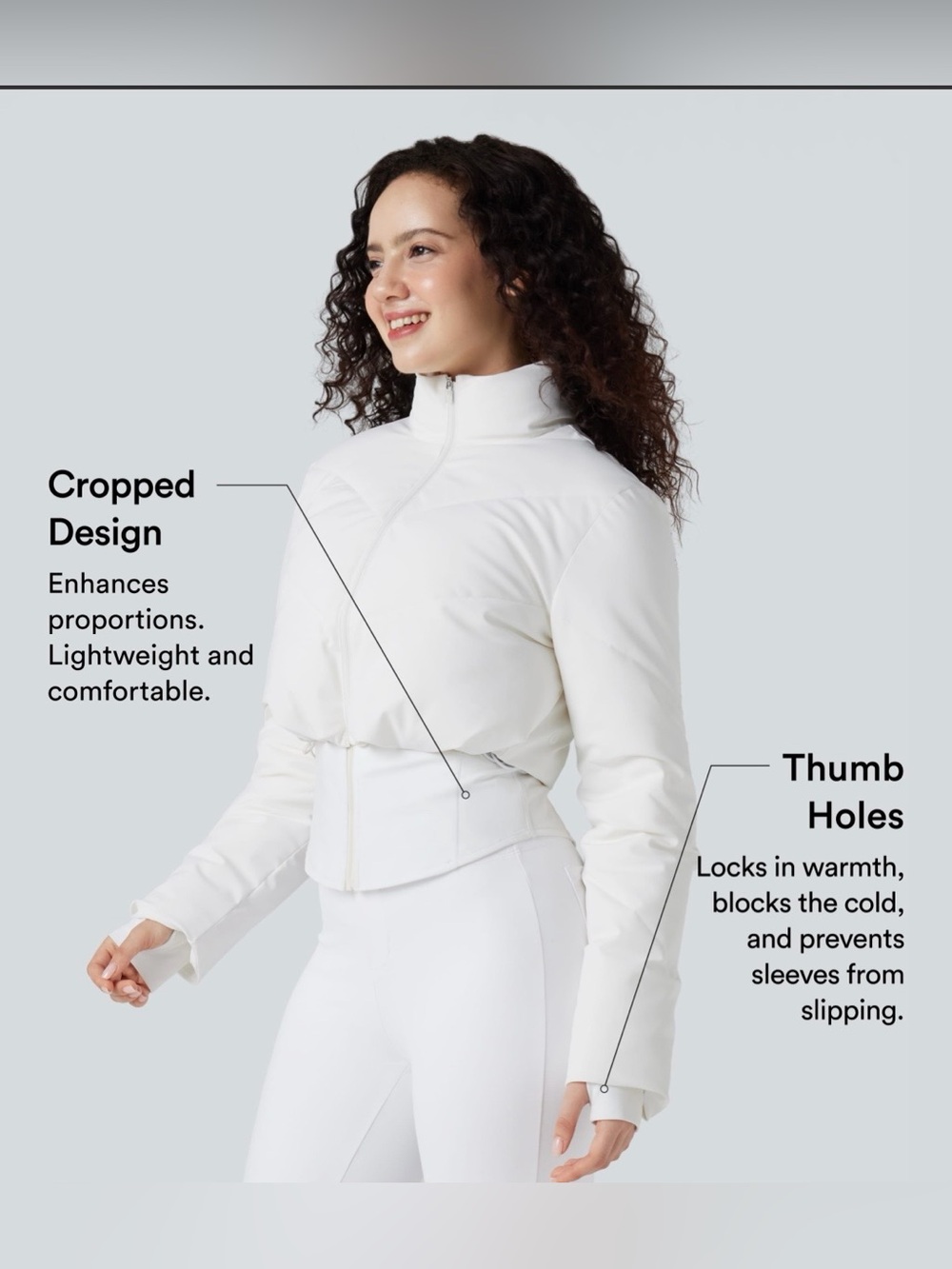Halara PuffFlex 3-in-1 Stand Collar Casual Cropped Puffer Coat & Thumb Holes - Picture 2 of 14